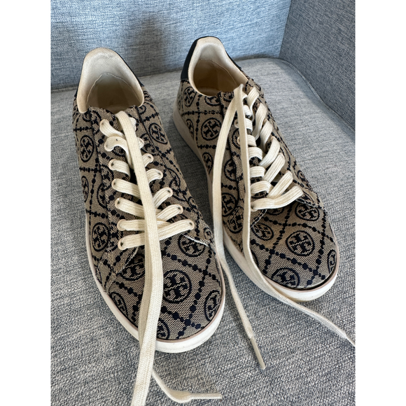 Tory Burch Shoes - Tory Burch T Monogram Howell Court Sneakers – Blue Jacquard, Size 9